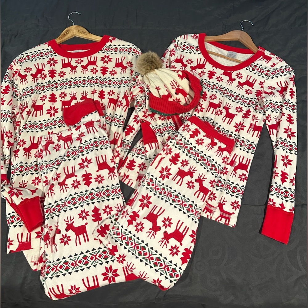 Hanna Andersson Long John Pajama Women’s Set + Adult Unisex set + Adult Beanie